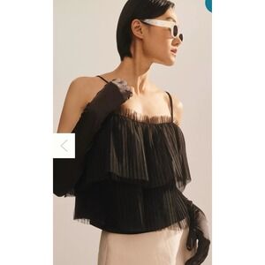 By‎ Anthropologie Pleated Tulle Tank Black Size XL